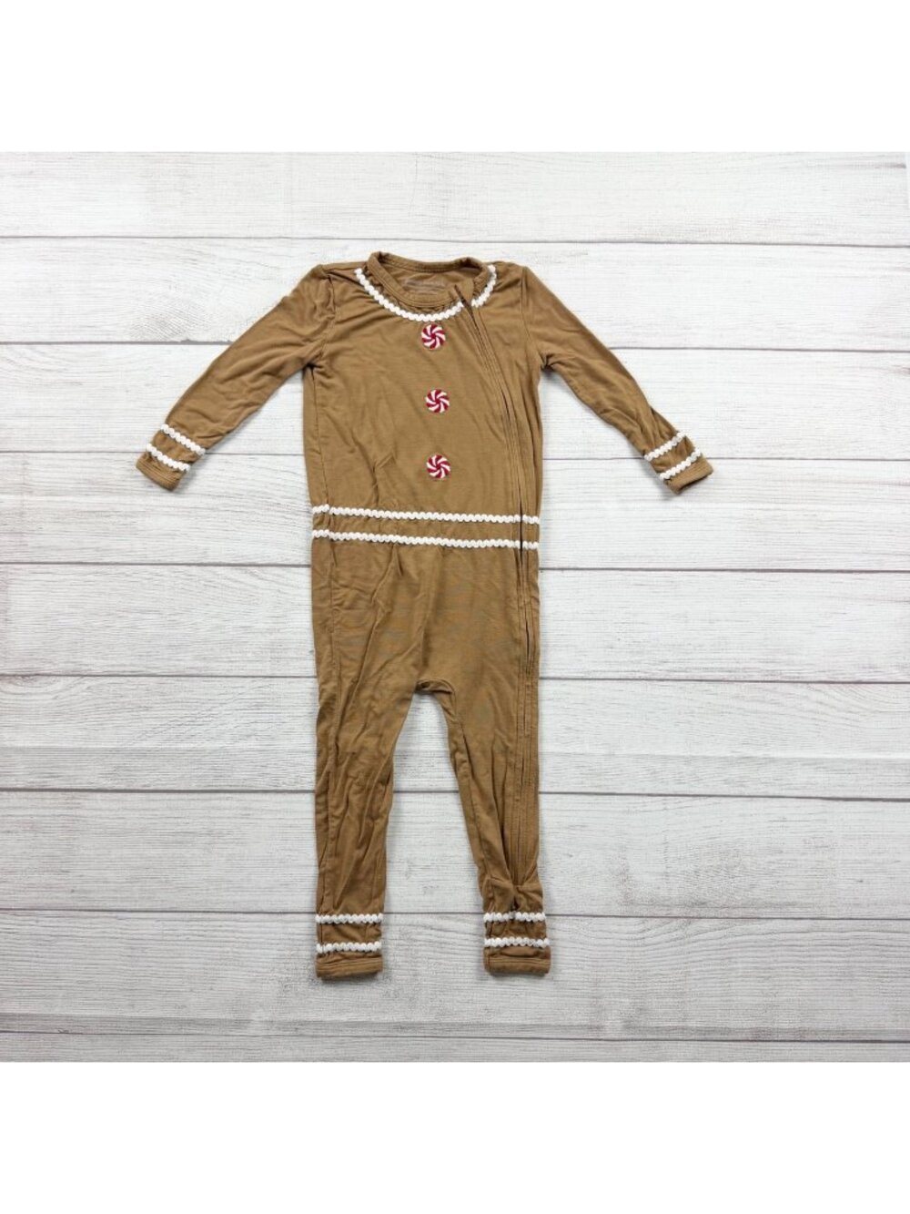 Pottery Barn Kids Baby Pajamas Gingerbread One Piece Sleeper Zip 18-24 Months